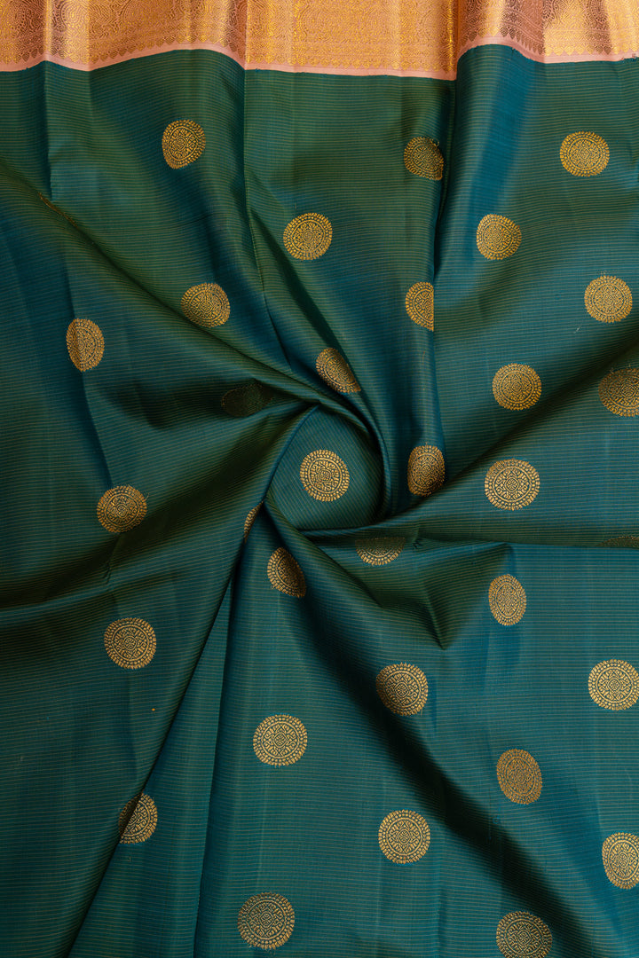 Peacock green and baby pink Vairaoosi pure Kanchipuram silk saree