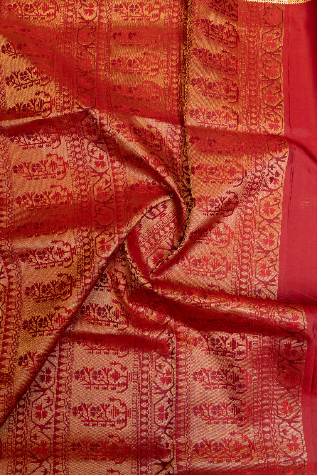 Rust orange Paithani border pure soft silk saree
