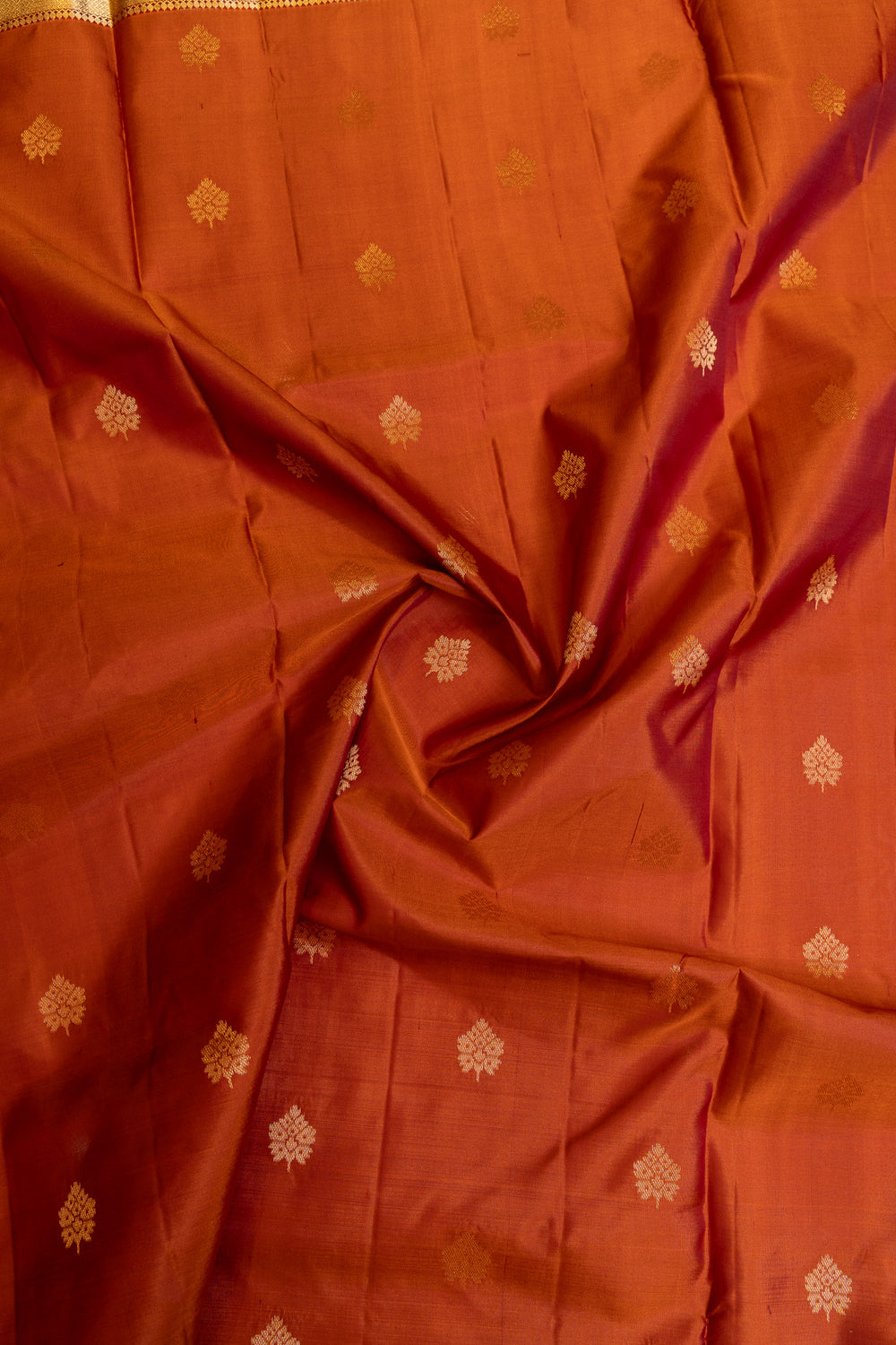 Rust orange Paithani border pure soft silk saree
