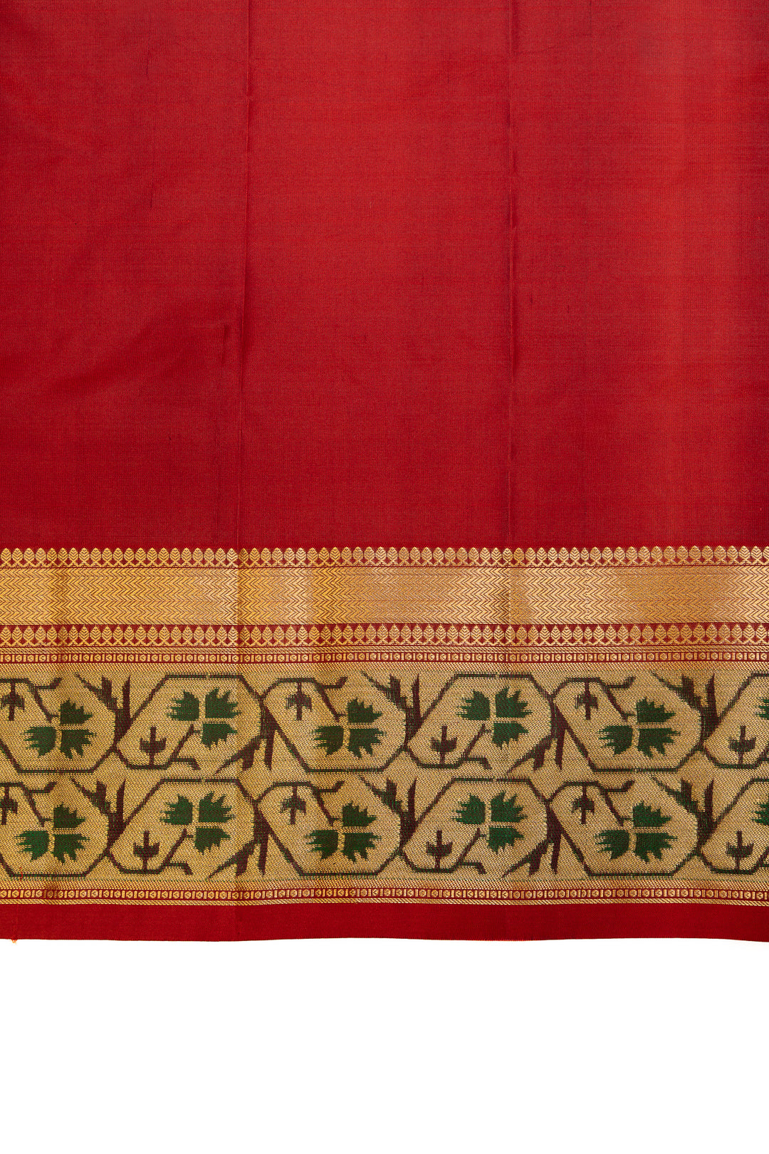 Rust orange Paithani border pure soft silk saree