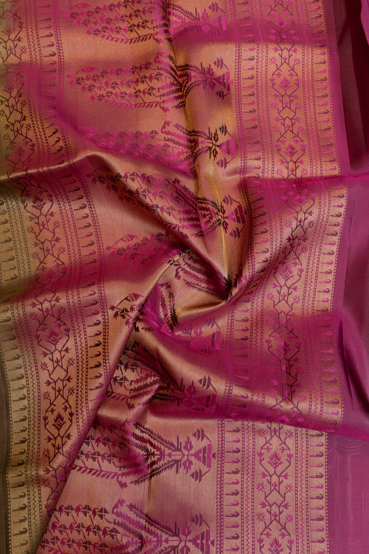 Grey Paithani border pure soft silk saree