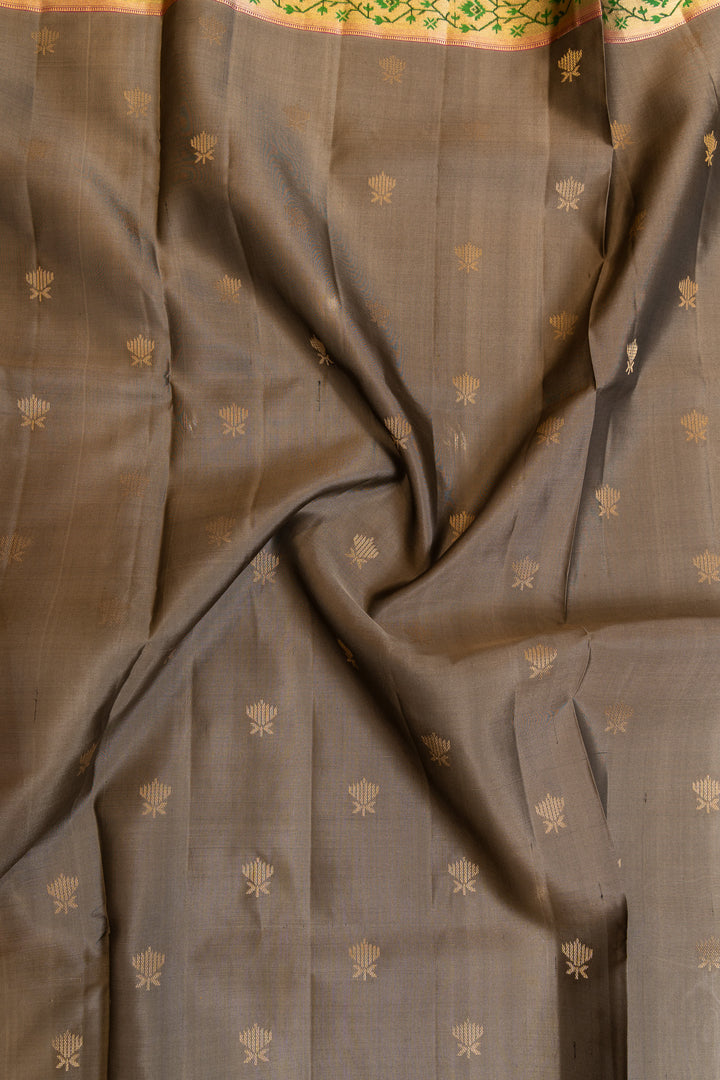 Grey Paithani border pure soft silk saree