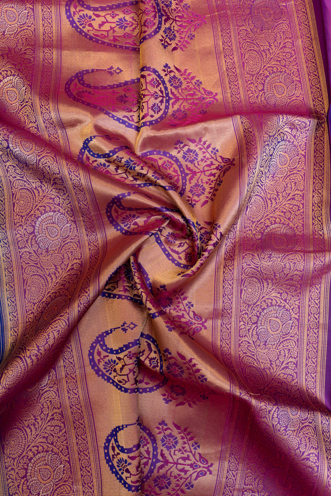 Royal blue Zari stripes pure soft silk saree