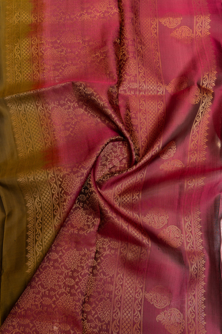 Army green traditional pure soft silk saree