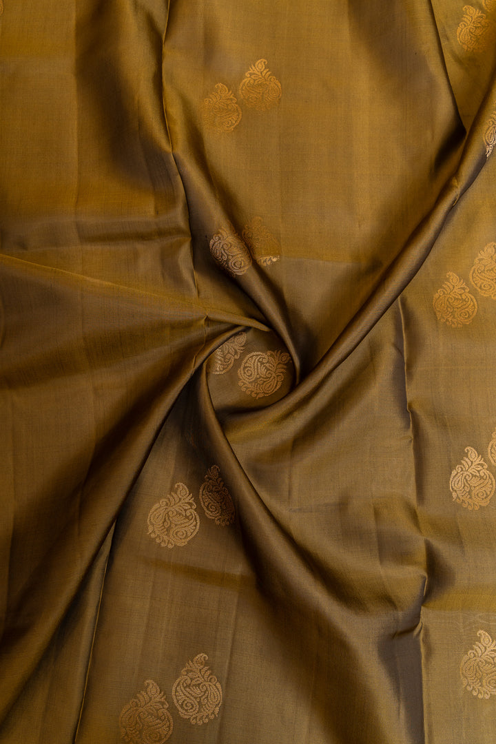 Army green traditional pure soft silk saree