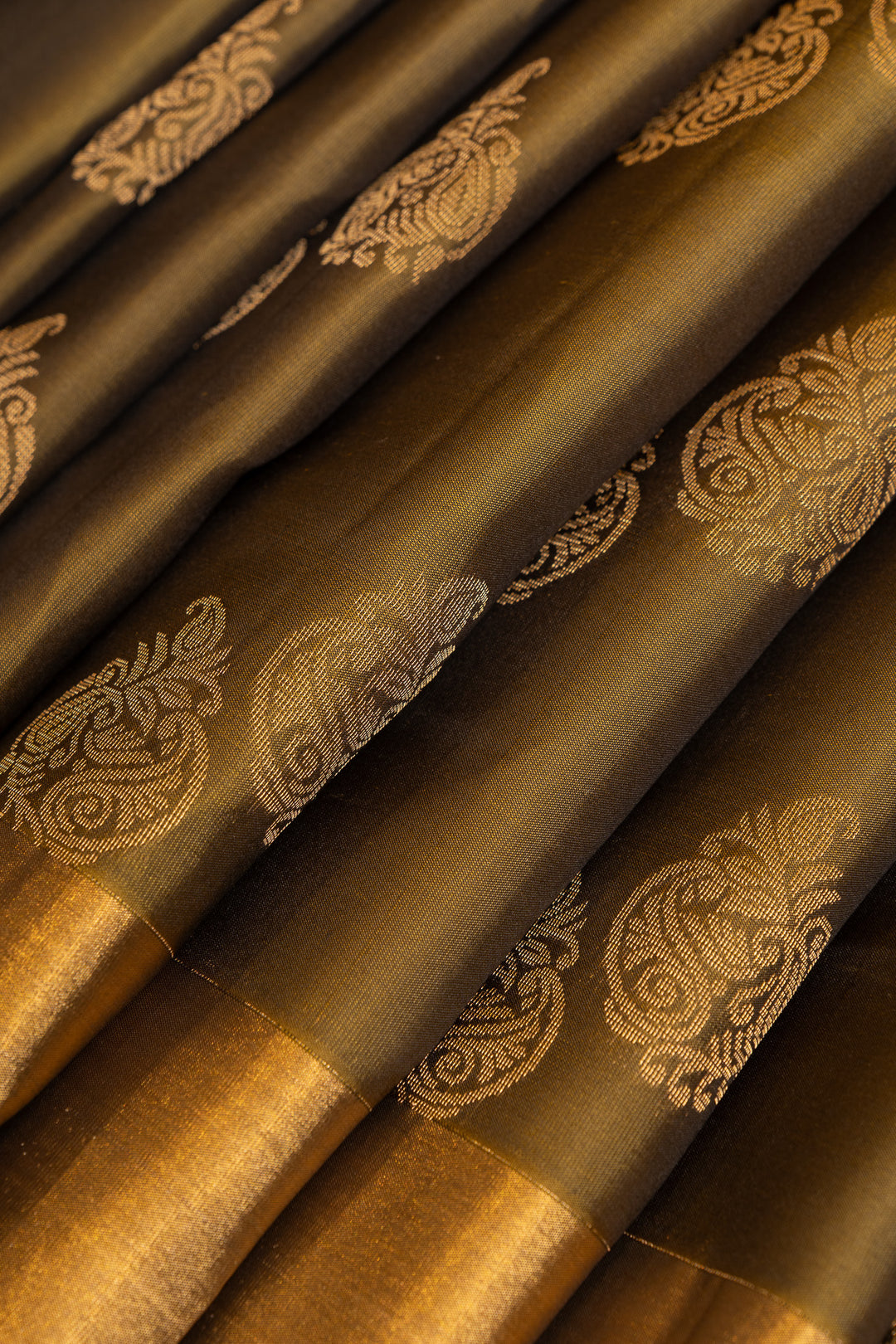 Army green traditional pure soft silk saree