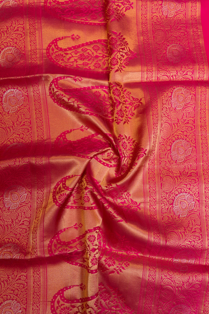 Peach orange stripes turning border pure soft silk saree