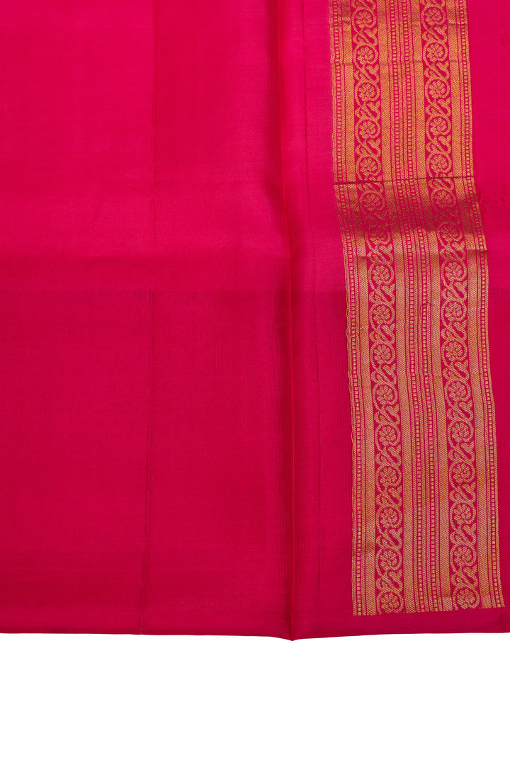 Peach orange stripes turning border pure soft silk saree