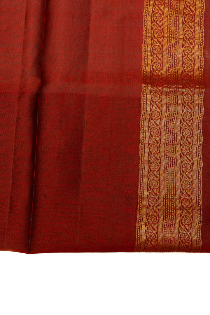 Grey and maroon stripes pure soft silk saree
