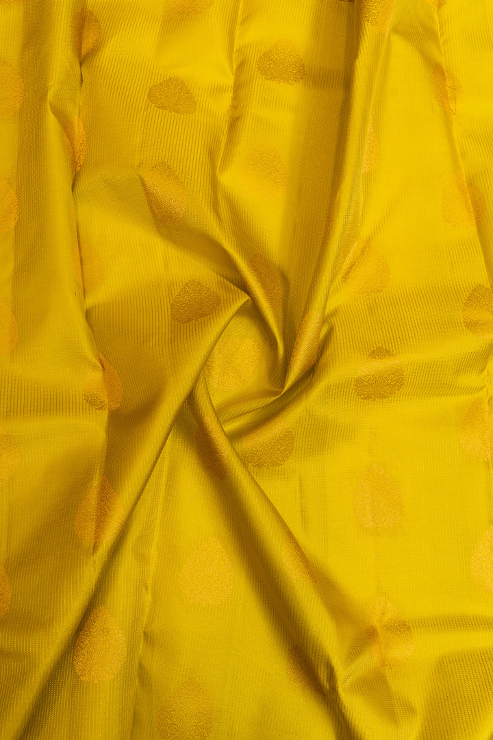 Lime green Zari stripes pure soft silk saree