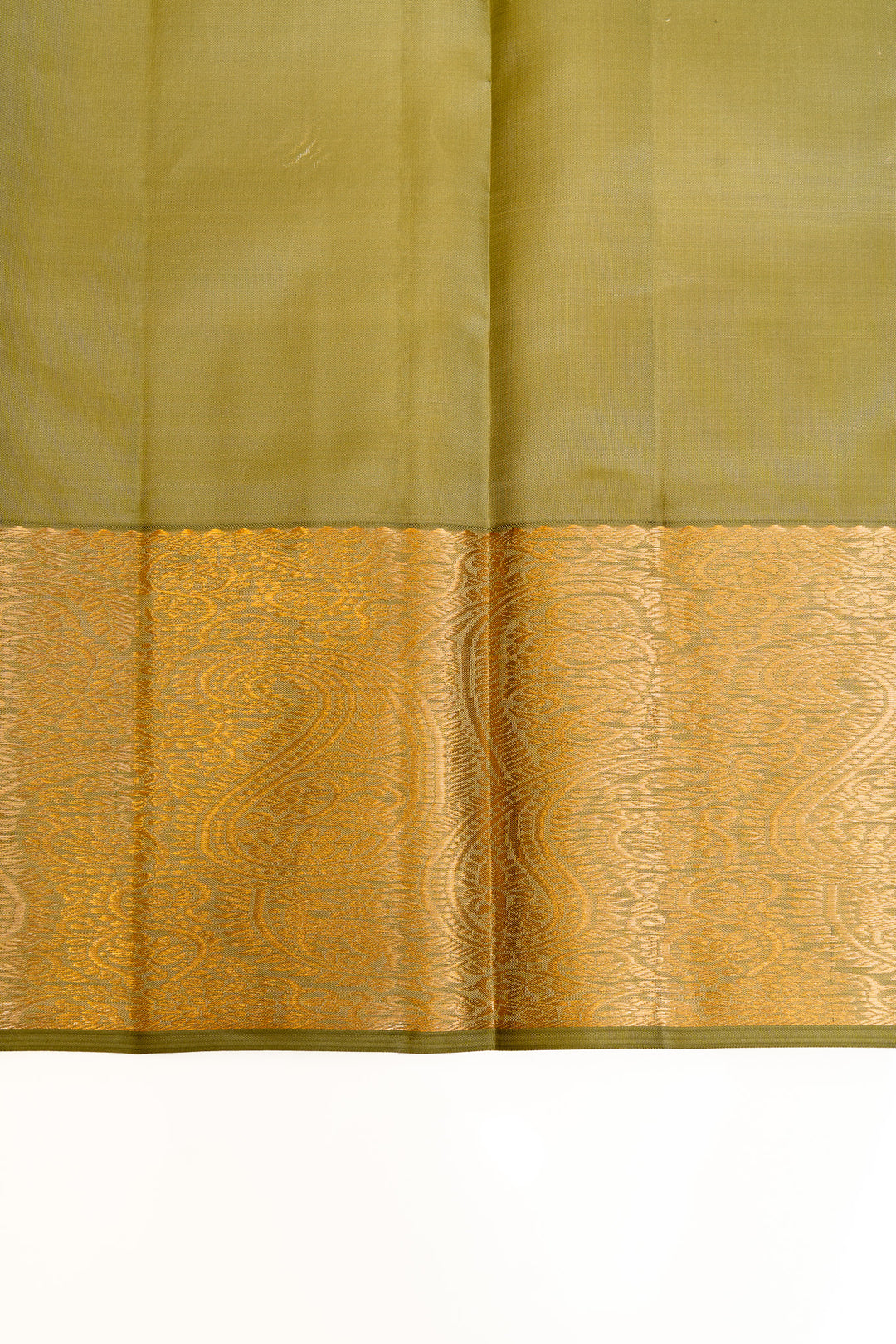 Lime green Zari stripes pure soft silk saree