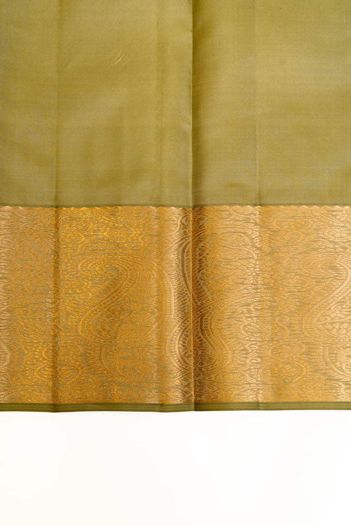 Lime green Zari stripes pure soft silk saree