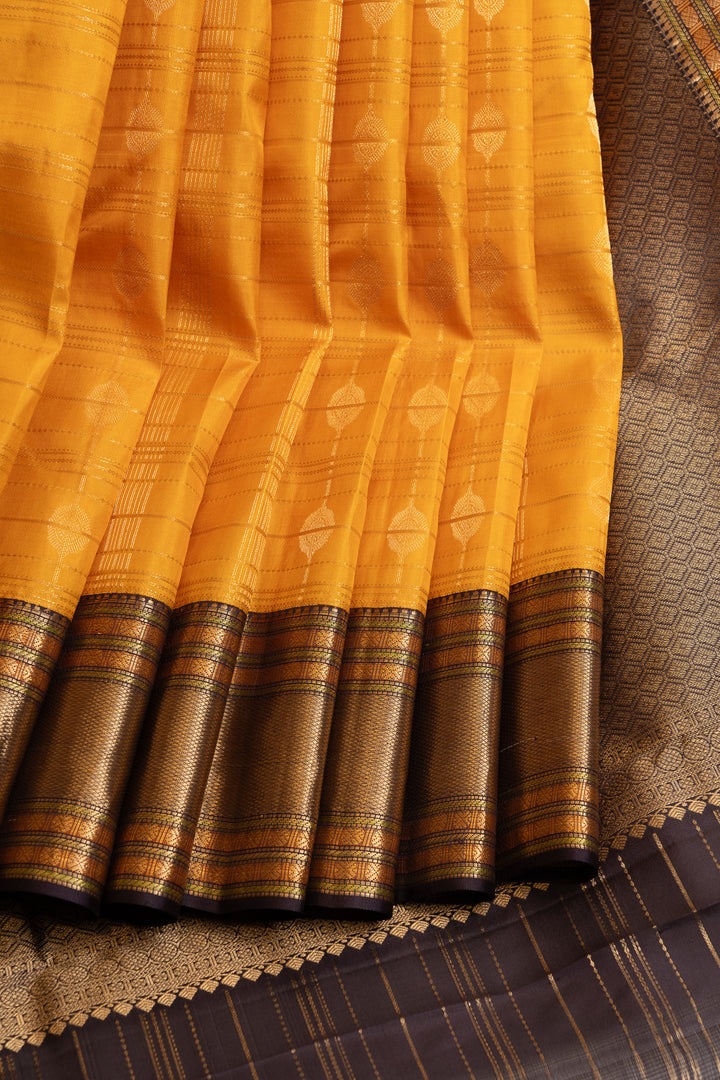 Yellow and Jamun pure soft silk saree