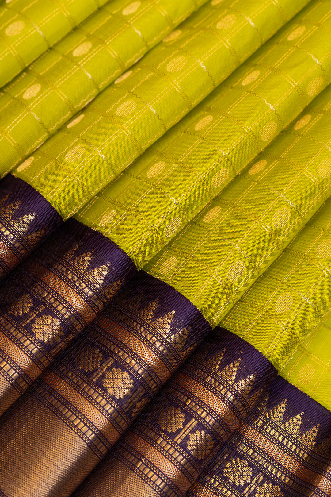 Lime green and purple pure soft silk saree