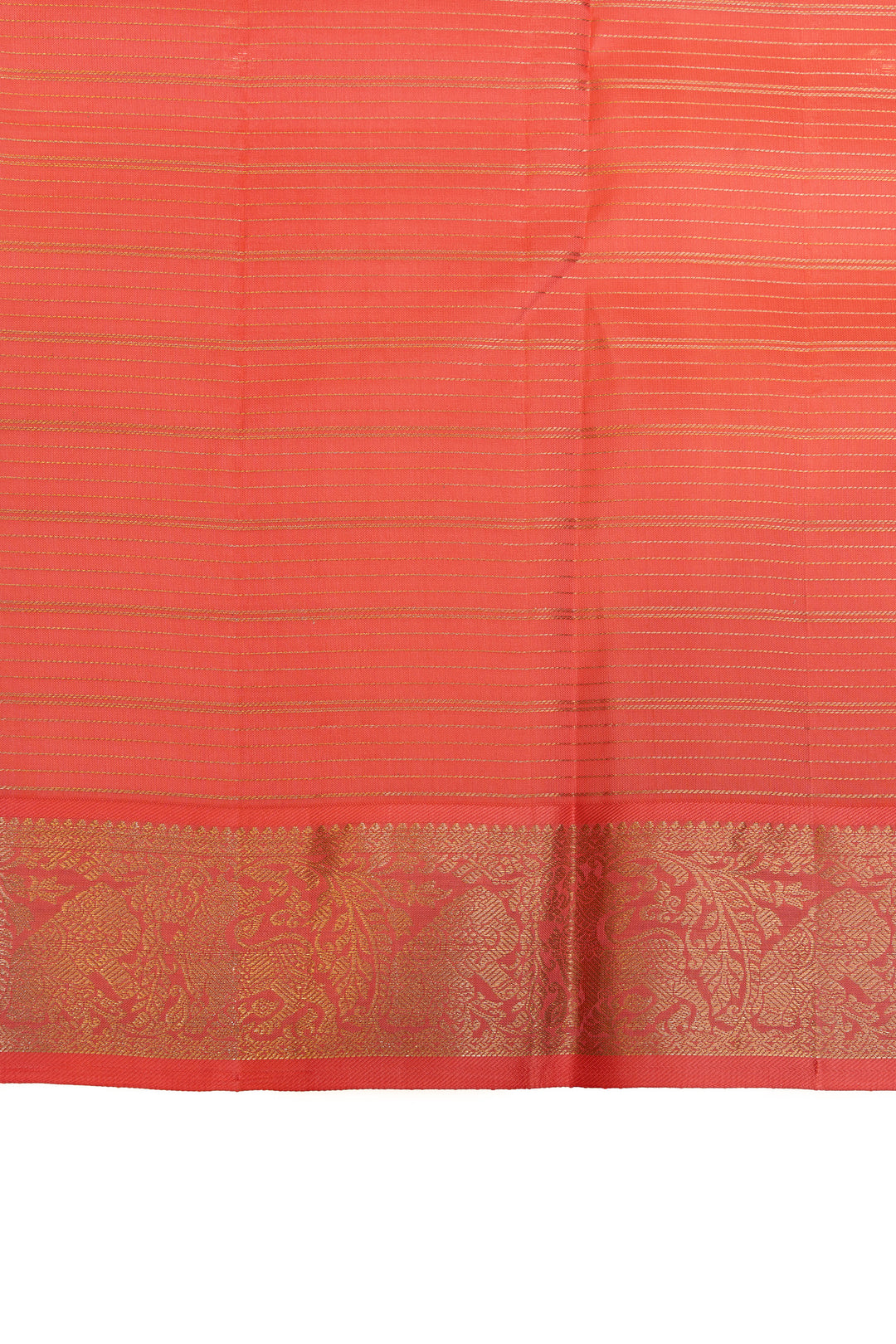 Silver and peach Zari checks brocade pure Kanchipuram silk saree