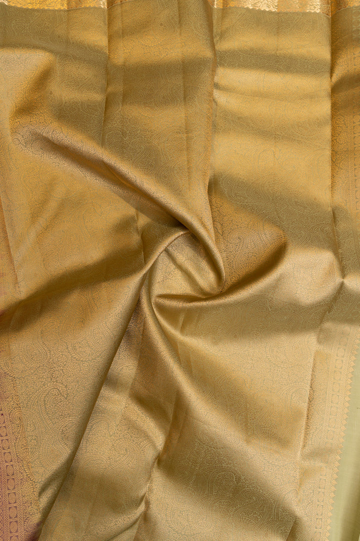 Purple and mint green pure Kanchipuram silk saree