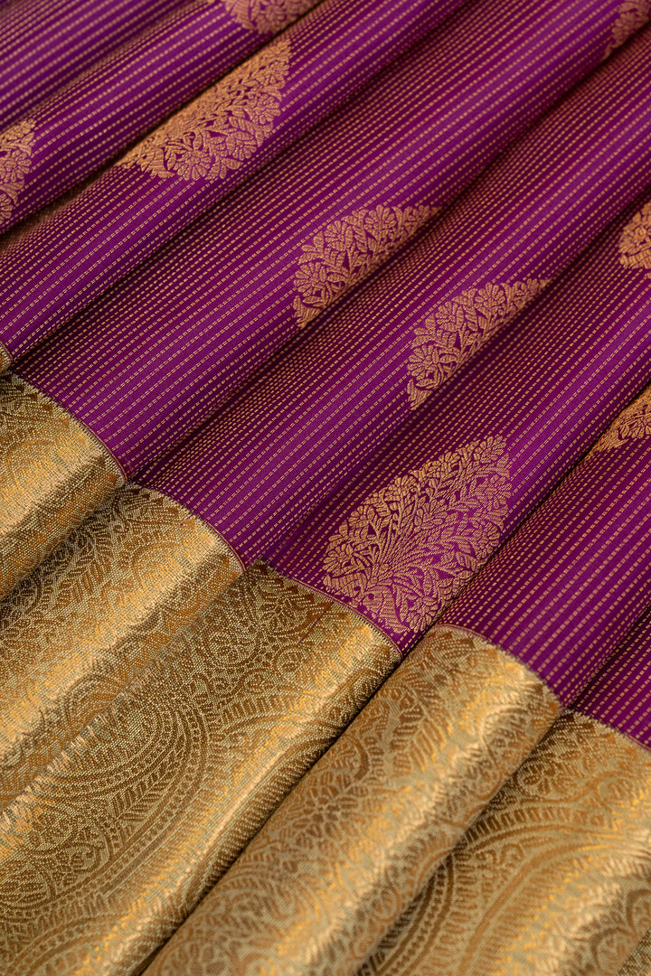 Purple and mint green pure Kanchipuram silk saree