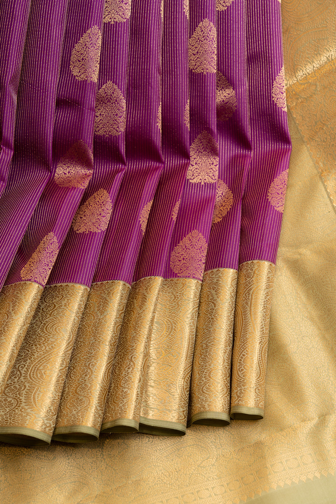 Purple and mint green pure Kanchipuram silk saree