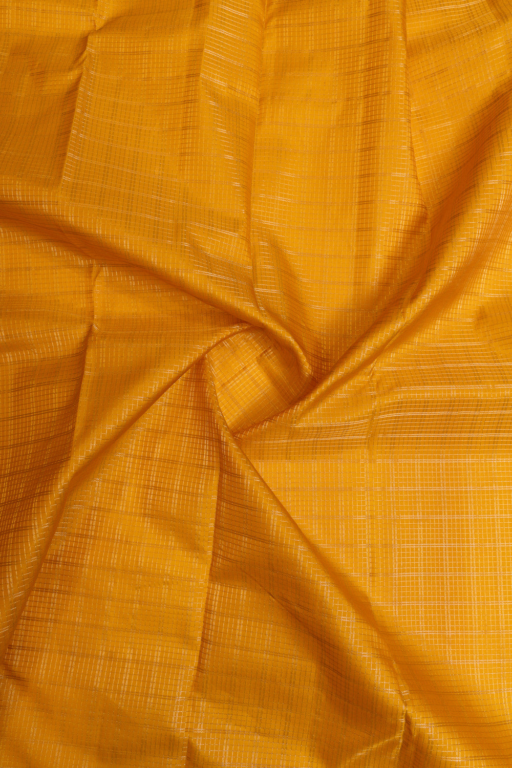 Yellow and peach Zari checks pure Kanchipuram silk saree