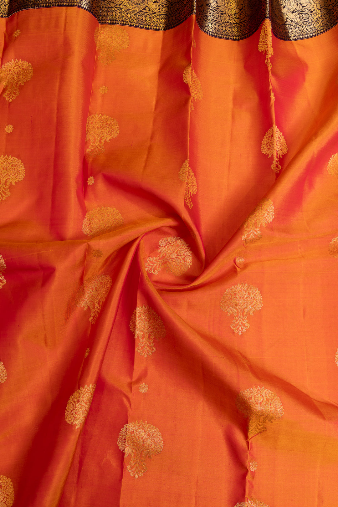Peach orange and purple pure soft silk saree