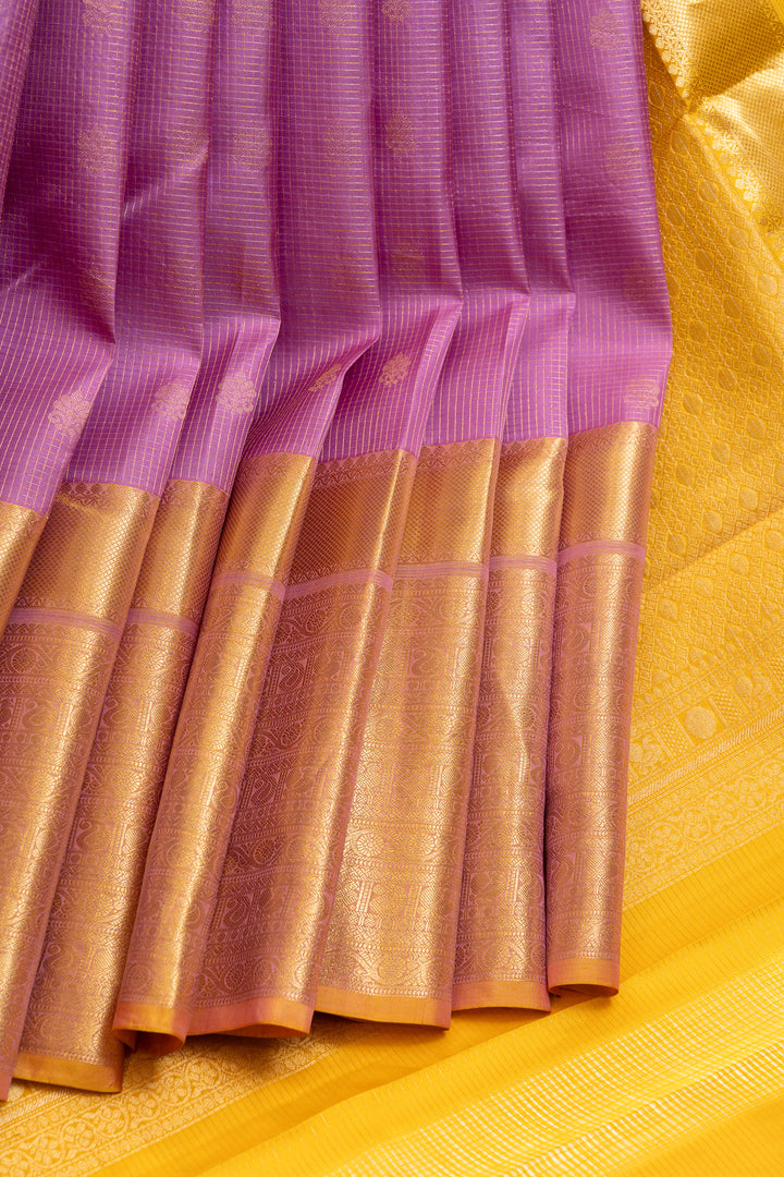 Lilac and yellow pure Kanchipuram silk sarees