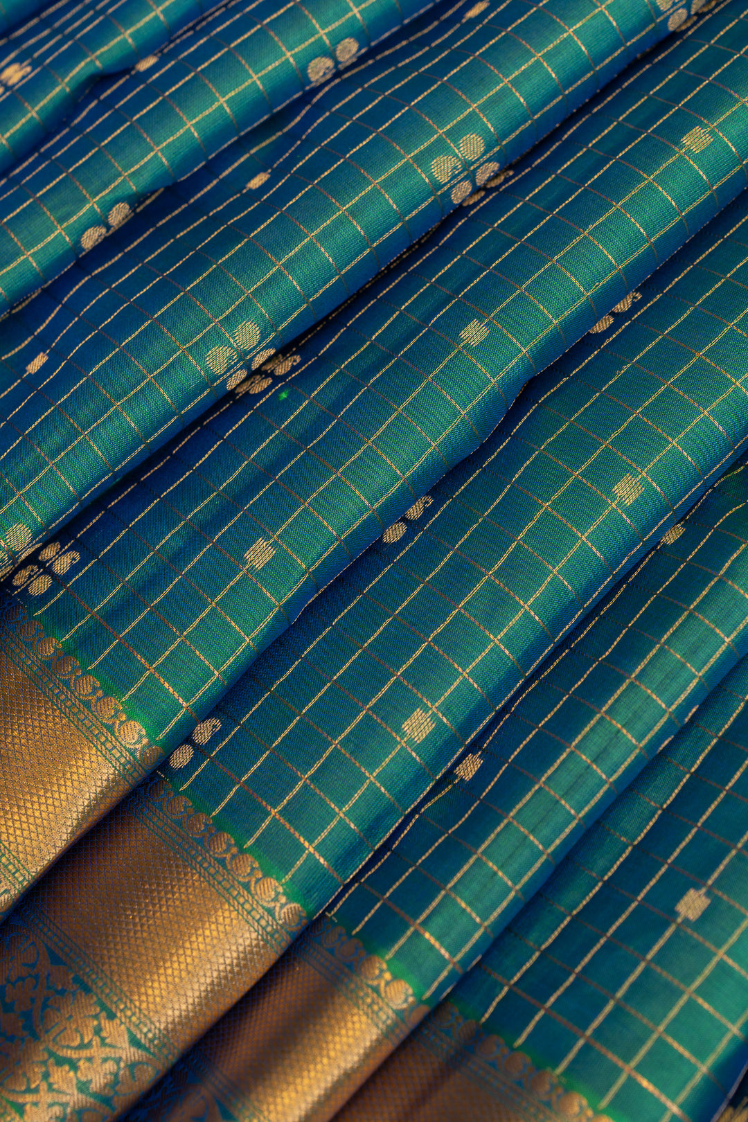 Peacock blue traditional pure soft silk saree