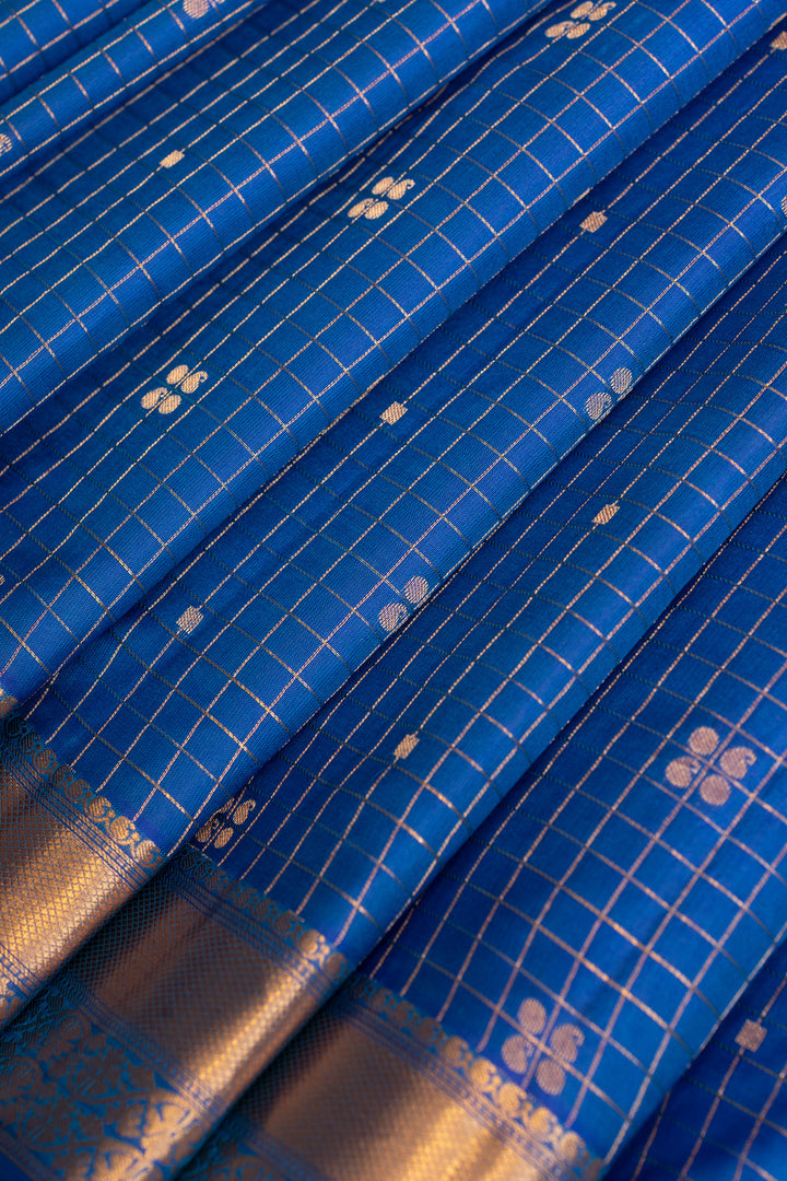 Royal blue traditional pure soft silk saree