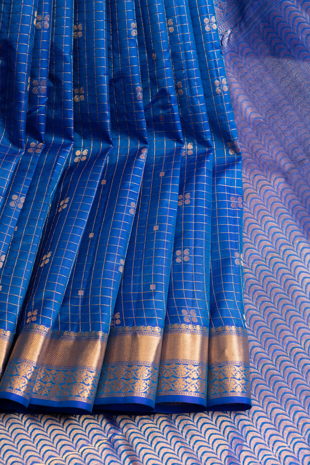 Royal blue traditional pure soft silk saree