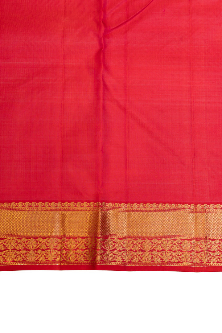 Magenta pink Zari checks pure Kanchipuram silk saree