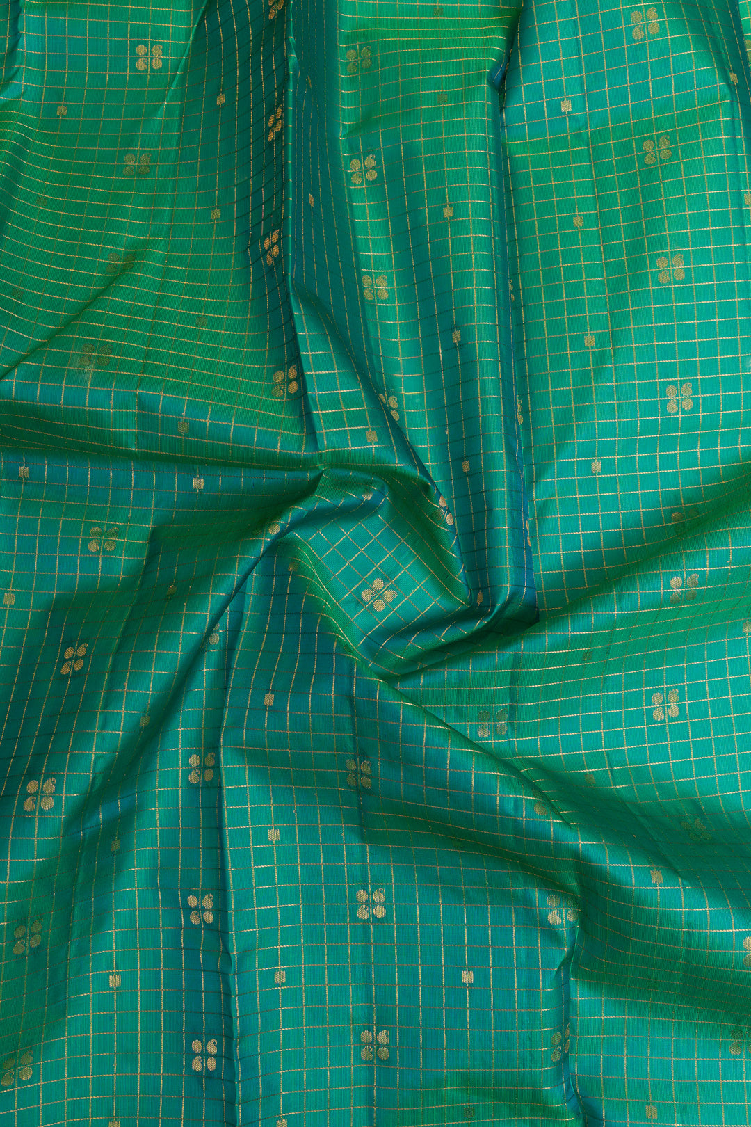 Peacock blue border pure  Kanchipuram silk saree