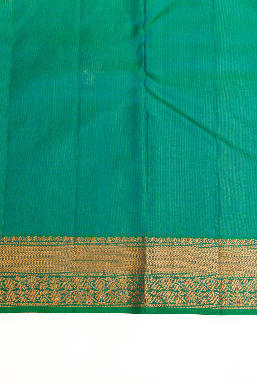 Peacock blue border pure  Kanchipuram silk saree
