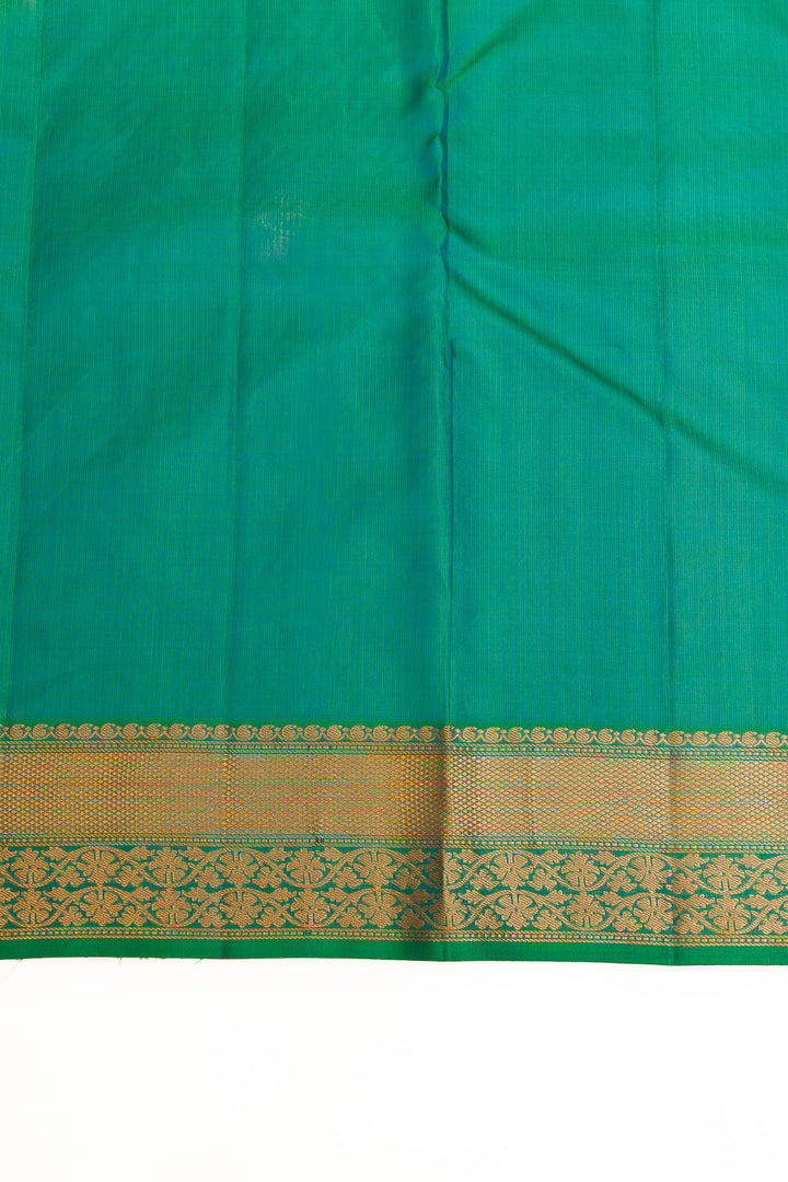 Peacock blue border pure  Kanchipuram silk saree