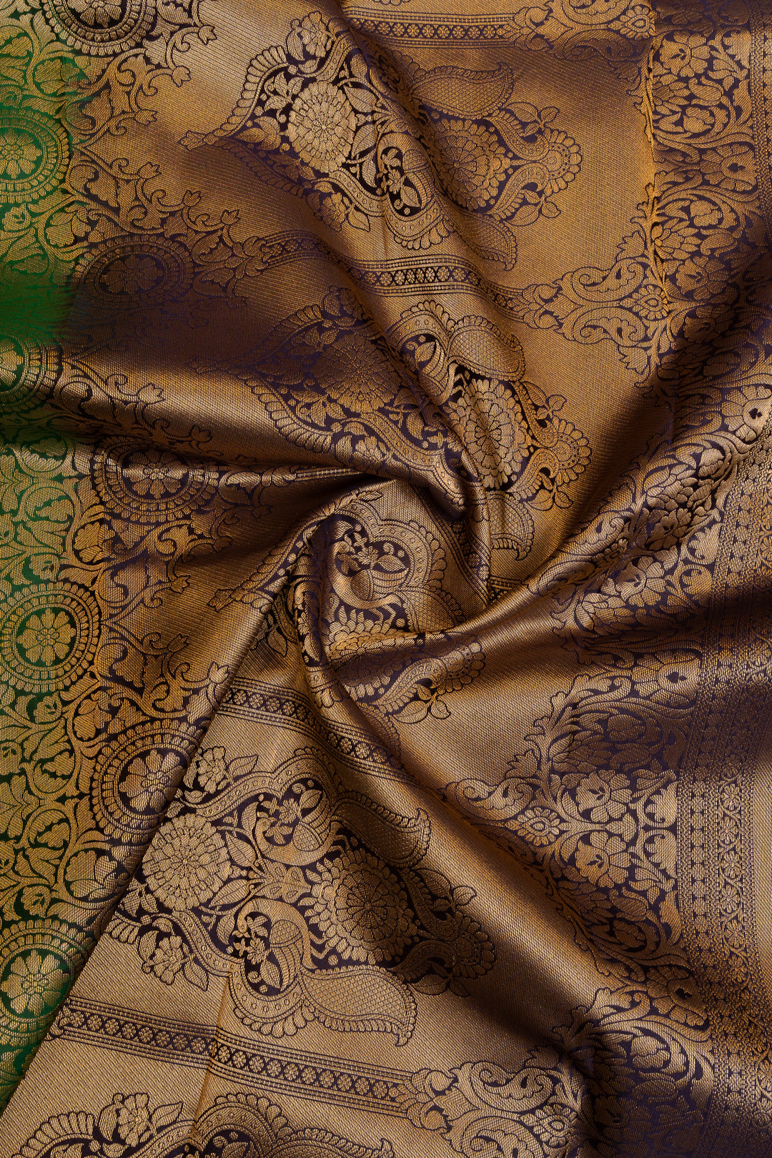 Green and purple traditional pure  Kanchipuram silk saree