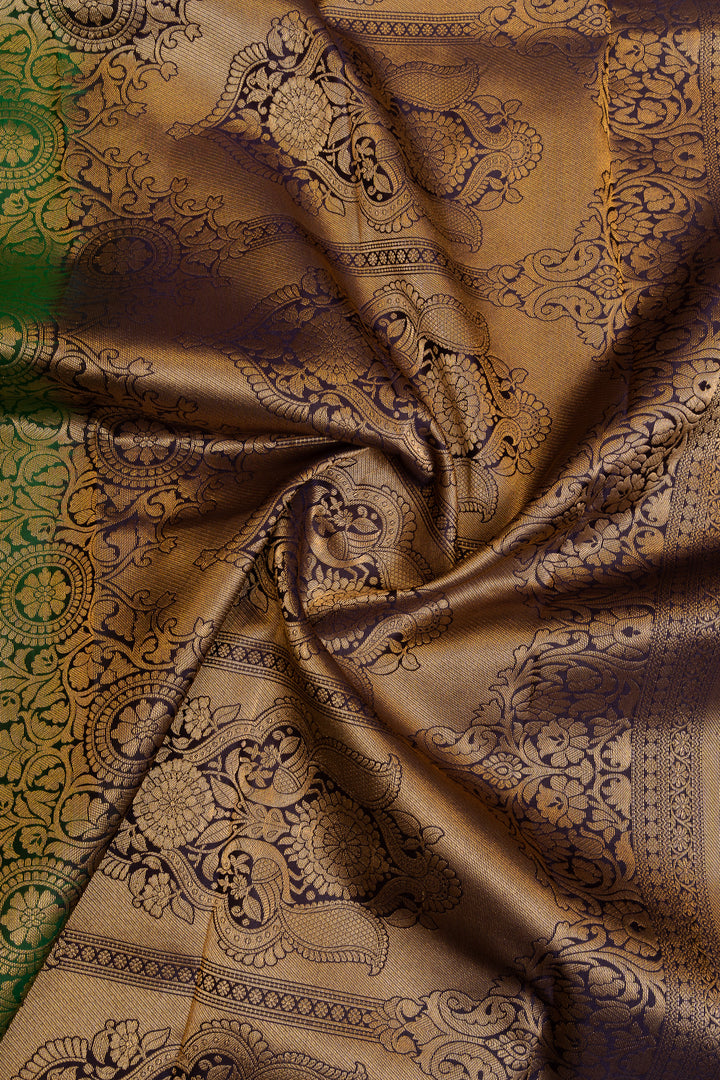 Green and purple traditional pure  Kanchipuram silk saree