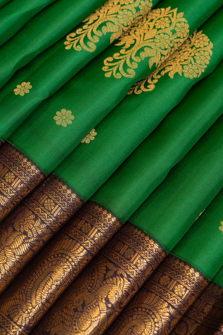 Green and purple traditional pure  Kanchipuram silk saree
