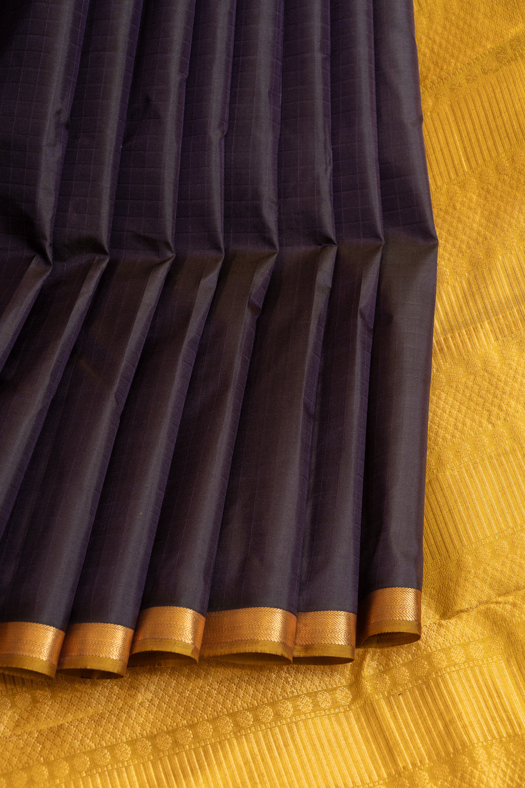 Purple and yellow traditional pure  Kanchipuram silk saree