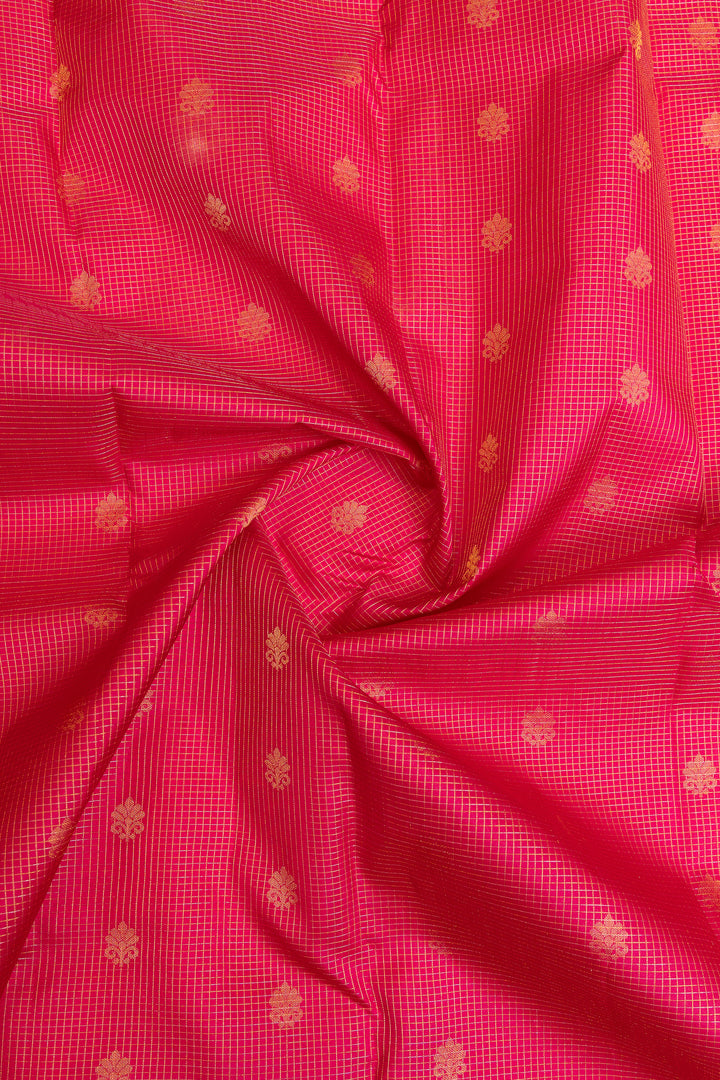 Rani pink Zari checks pure  Kanchipuram silk saree