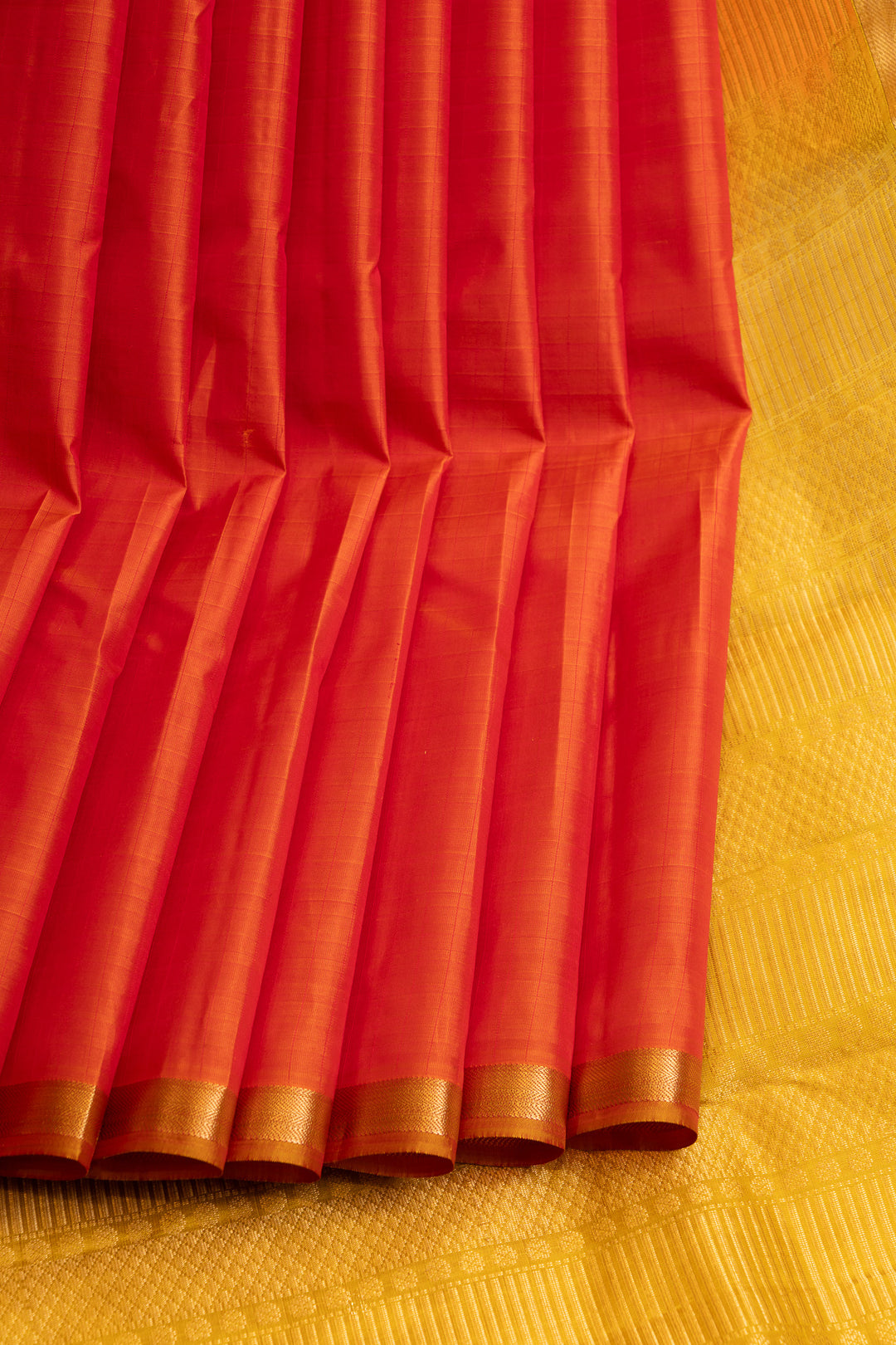 Orange simple border pure soft silk saree