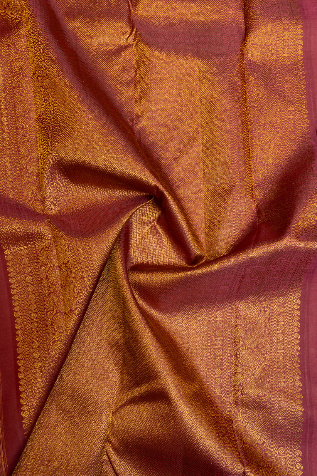 Peach and maroon traditional pure Kanchipuram silk saree