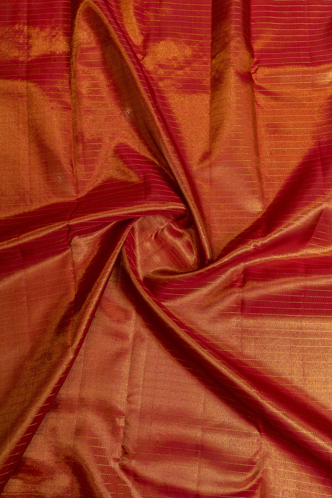 Red and gold vintage tissue pure Kanchipuram silk saree