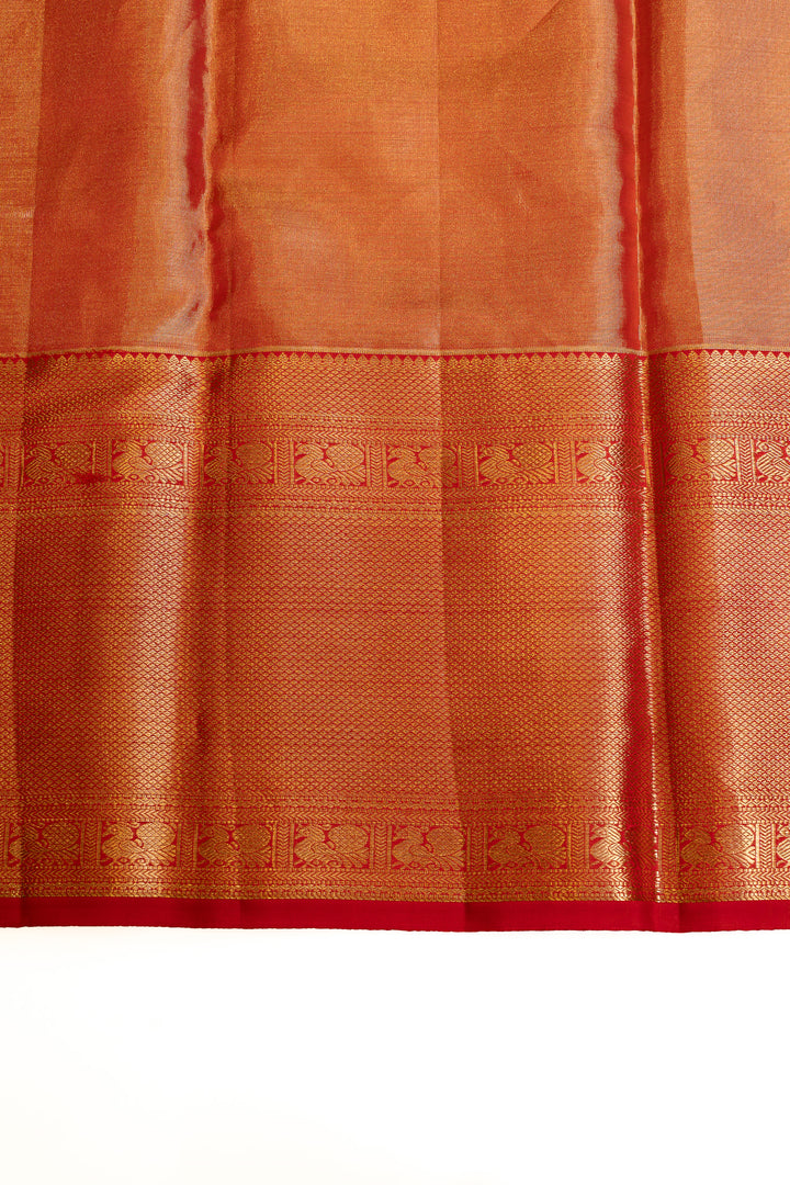 Red brocade pure Kanchipuram silk saree