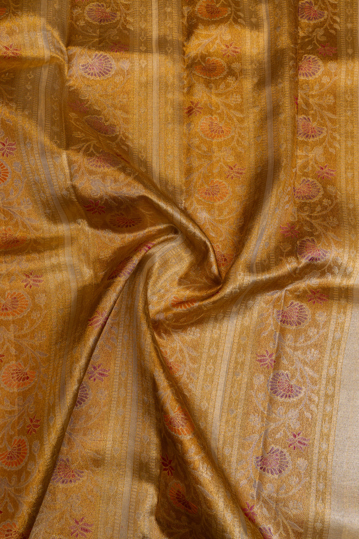 Silver and gold Paithani tissue Kanchipuram silk saree