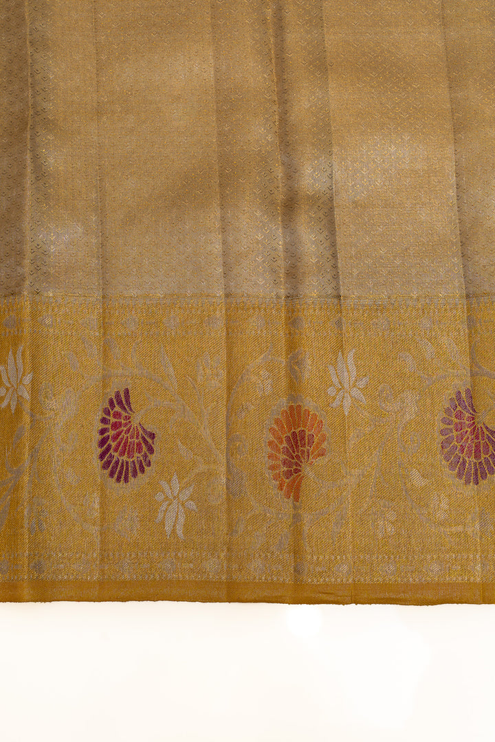 Silver and gold Paithani tissue Kanchipuram silk saree