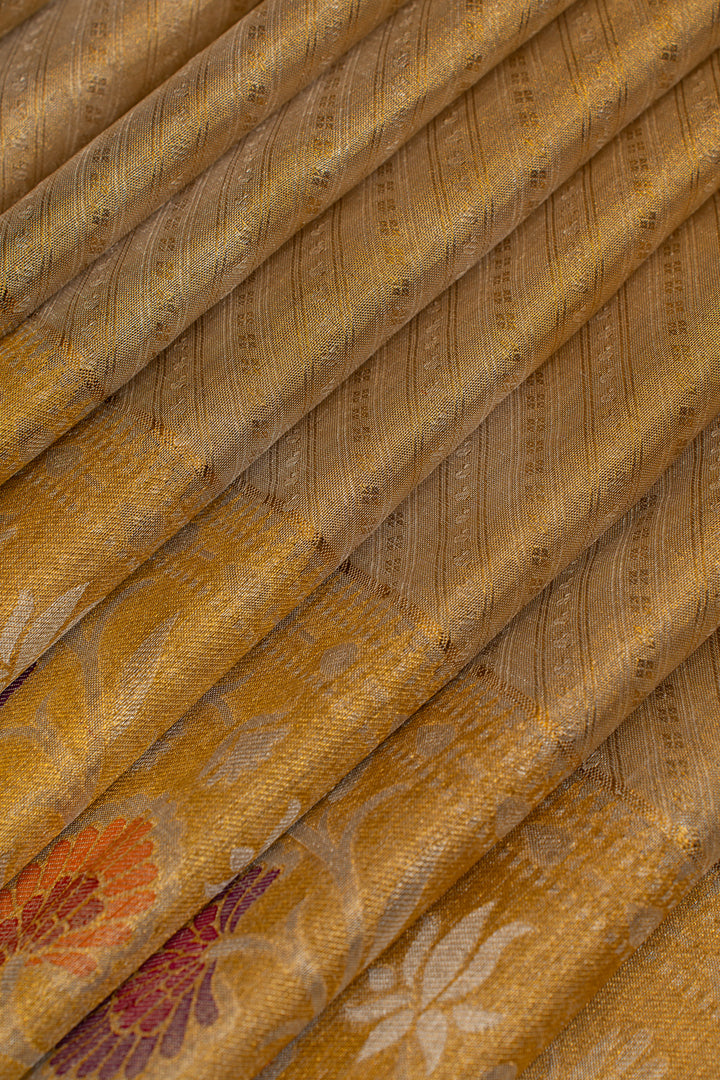 Silver and gold Paithani tissue Kanchipuram silk saree