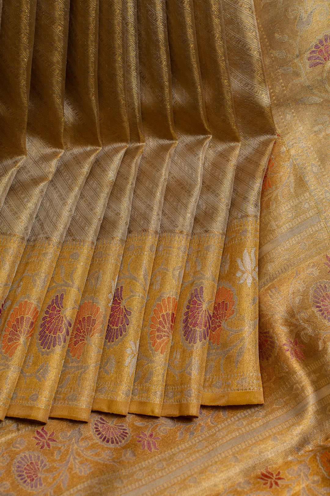 Silver and gold Paithani tissue Kanchipuram silk saree