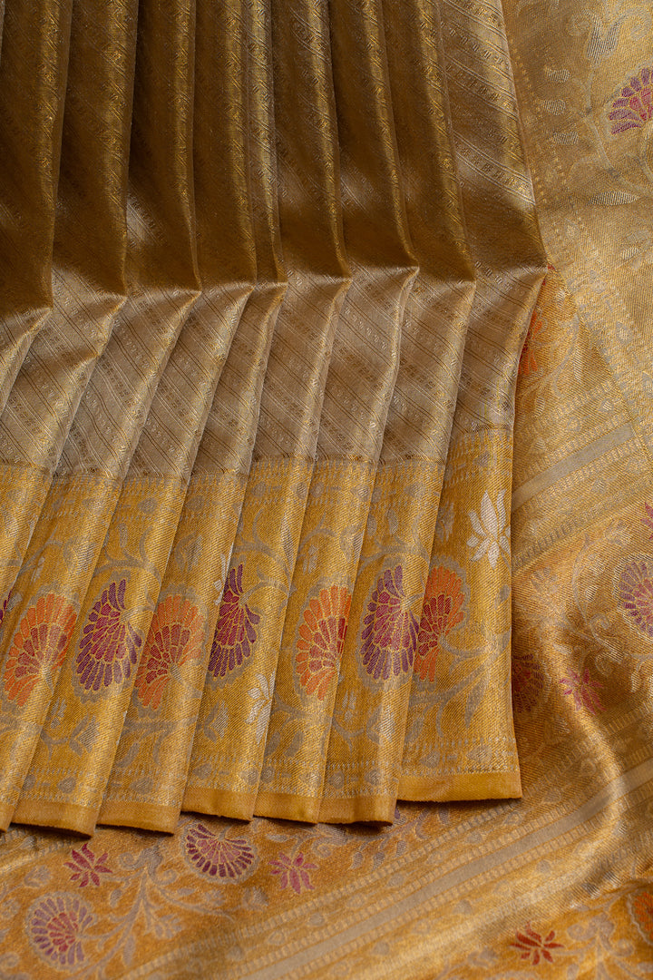 Silver and gold Paithani tissue Kanchipuram silk saree