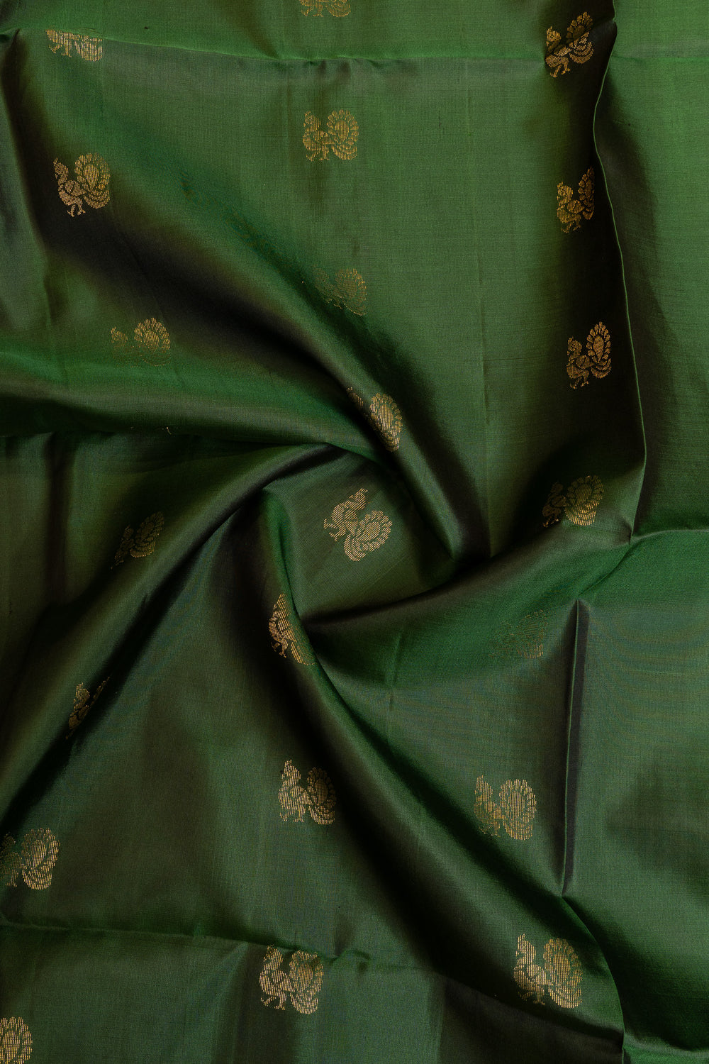Bottle green and mustard pure Kanchipuram silk saree