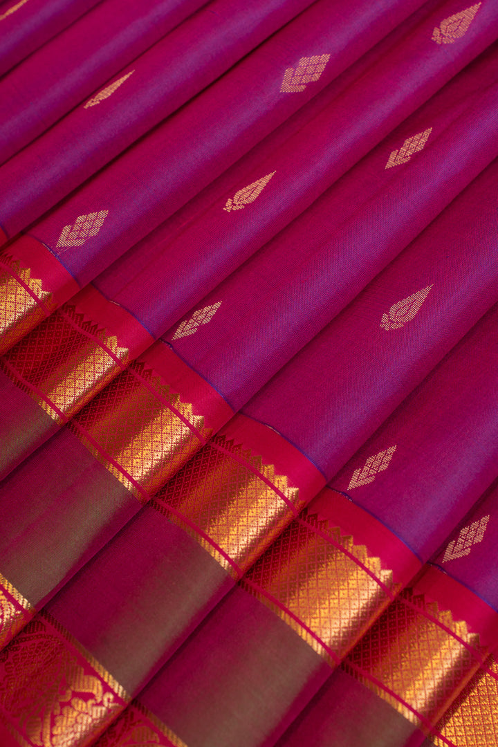 Purple rettai pettu pure Kanchipuram silk saree
