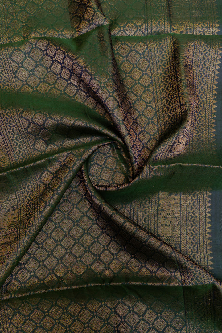 Peacock blue annam chakram pure soft silk saree