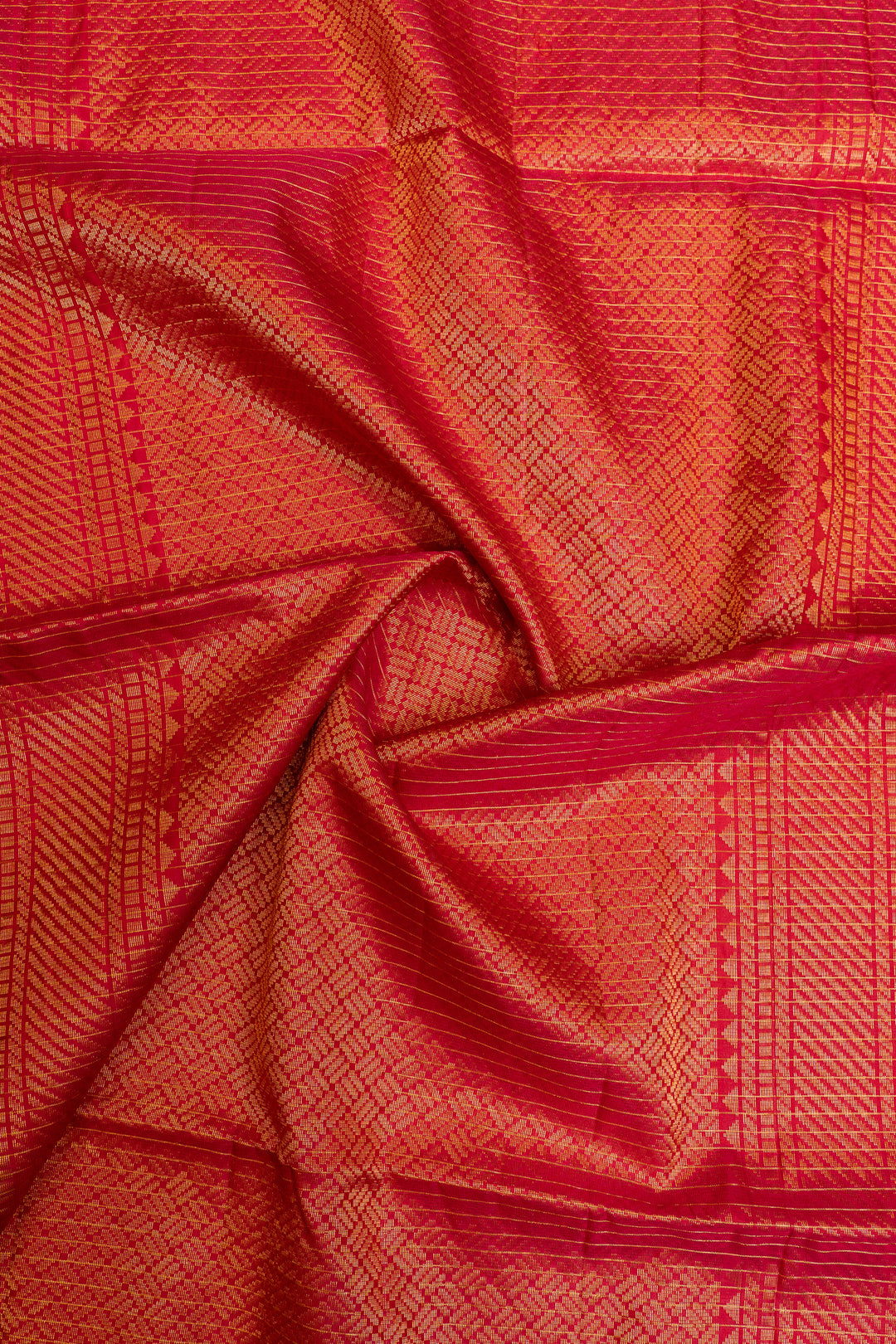 Olive green zari checks pure soft silk saree